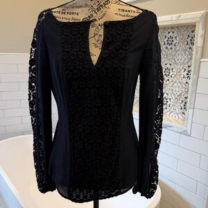 Tory Burch Navy Lace Sleeve Blouse